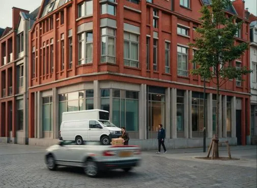 Camionnette de livraison dans une rue de Bruxelles