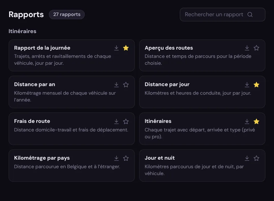 Catalogue des rapports d’itinéraires